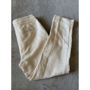Ann Taylor Pants Career Cropped Textured Beige Trousers‎ Cuffed Size 4